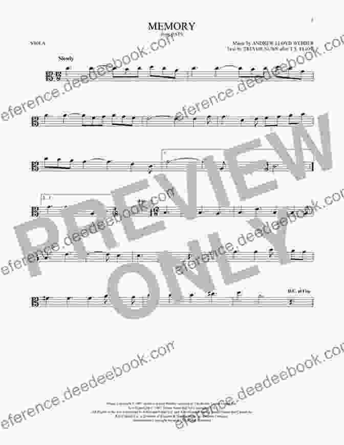 Sheet Music For Memory Arranged For Viola 101 Popular Songs For Viola Drew Beisswenger