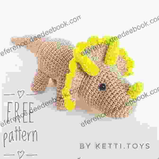 Vibrant And Playful Triceratops Amigurumi, Showcasing Intricate Horn And Frill Details. Dinosaurs To Crochet: Playful Patterns For Crafting Cuddly Prehistoric Wonders